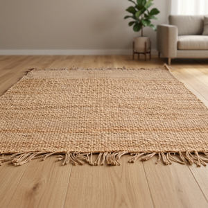 Handmade Natural Jute <b>Rug</b> Rectangle Bohemian Flat Weave Eco Friendly Living Room Area <b>Rug</b> Solid Color <b>Thin</b> Pile - Product Image 1