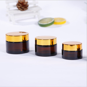 Vacío 5g10g 20G 30g 50g 100g ámbar mate negro tarro de vidrio al por mayor crema facial cuidado de la piel embalaje tarro vela tarro con tapa negra - Product Image 1