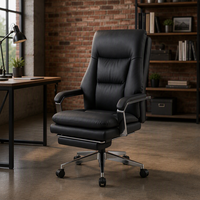 Chaise de bureau exécutive en cuir, chaise de bureau ergonomique pivotante de luxe, chaise à dossier haut avec accoudoirs réglables en hauteur pour le travail de bureau