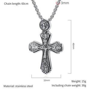 Collier pendentif en acier inoxydable <span class=keywords><strong>de</strong></span> haute qualité, <span class=keywords><strong>croix</strong></span> chrétienne, crucifixion <span class=keywords><strong>de</strong></span> Jésus, orthodoxe, bijoux <span class=keywords><strong>de</strong></span> mode pour hommes, vente en gros 2026 - Product Image 2