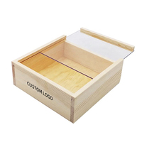 Handgemachte Geschenk box aus Kiefernholz mit transparentem Acryl deckel Benutzer definierte Holz verpackung in natürlicher Farbe für Candle Craft Photo Frame