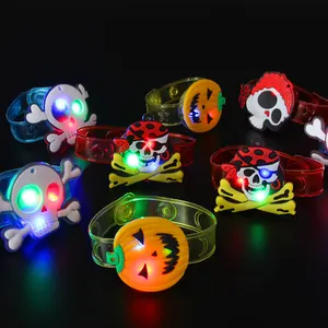 wholesale custom led light up bracelet glow plastic wristbands by mini remote controller for halloween parties
