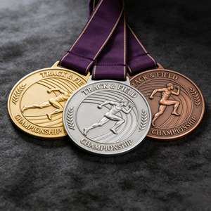 Médaille de sport <span class=keywords><strong>d</strong></span>'athlétisme professionnelle plaquée or, argent et cuivre, design personnalisable, idéale pour les compétitions athlétiques - Product Image 3