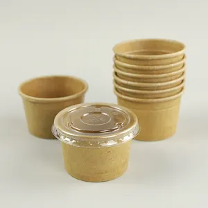 Compostable 1oz 2 oz 4 oz 4oz Disposable Paper Dipping PLA Sauce Container Cup With Plastic Lid