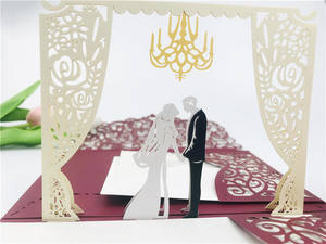 Nouveauté Cartes de mariage en feuille d'or rouge Invitations de luxe 3D <span class=keywords><strong>Pop</strong></span>-up Douche nuptiale Invitations de mariage Convites De Casamento - Product Image 4