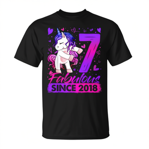Camiseta de unicornio para niñas de 7 años, regalo para fiesta de cumpleaños número 7, talla mediana - Product Image 2