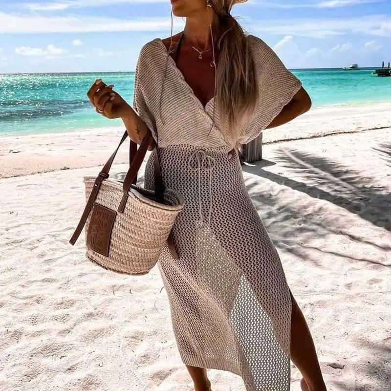 Modischer hohlspleißender Strand-Sonnenschutzanzug für Damen Internationaler Handel