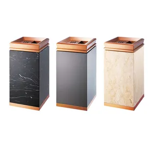 fancy stainless steel and marble garbage bin luxurious dustbin for hotel lobby