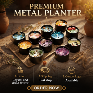 Duftkerzen in Verschiedenen Dekorativen Designs aus Natürlichem Sojawachs, Umweltfreundlich, Handgefertigt, Schwarzes Glas, Kristalle, Getrocknete Blumen, für Diwali und Ramadan - Product Image 1