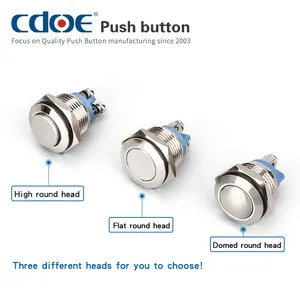 Push Button Switch Waterproof Made In China Domed Screw Terminal Engine Stop Start On Off Push Button 16mm