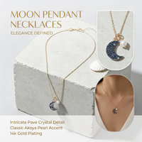 Goldene Halbmond-Halskette mit Mehrfarbiger Kristall-Perlen-Einlage Minimalistischer Luxus-Schmuck für Hochzeiten und als Souvenir