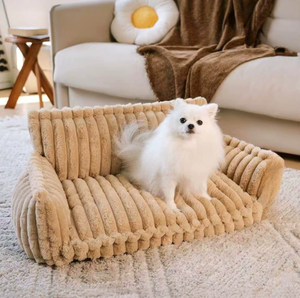 Cama para perro pequeña y rectangular de lujo, diseño esponjoso con almohadas para el cuidado del cuello, fácil de lavar, sofá cama para perro pequeño, patrón de rayas - Product Image 3