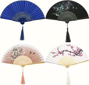 พัดพับสำหรับสุภาพสตรี สไตล์จีนโบราณ ทำจากไม้ไผ่และผ้าไหม สำหรับคลายร้อน ตกแต่งโบสถ์ งานเทศกาลดนตรี EDM สีเทาแดง - Product Image 6