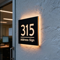 Papan Nomor Rumah LED Logam, Kotak Lampu Alamat, Papan Nama Jalan, Papan Nomor Rumah Modern, Plat Nomor Rumah 20cm*30cm