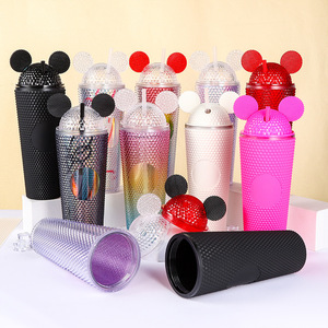 Botellas de Agua <span class=keywords><strong>con</strong></span> Diseño de <span class=keywords><strong>Mickey</strong></span> y Durian, Gran Capacidad, Color Degradado, Nuevo Diseño, Doble Capa, Plástico, Asa de Mano - Product Image 1