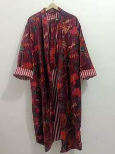 Kimono Elegante de Terciopelo de Algodón Hecho a Mano con Estampado Floral para Mujer, Transpirable, de Secado Rápido, con Cierre de Cordón, Largo Completo, para Novia - Product Image 2