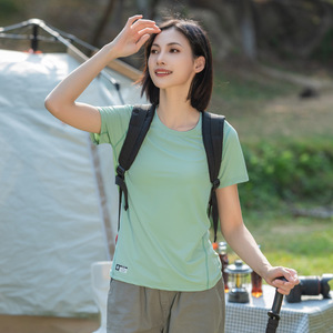 T-<span class=keywords><strong>shirt</strong></span> d'été à séchage rapide pour <span class=keywords><strong>femme</strong></span>, haut décontracté léger en nylon pour sports de plein air ; T-<span class=keywords><strong>shirt</strong></span> de course à col rond pour homme - Product Image 1
