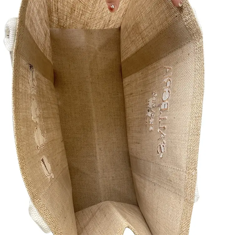 ถุงผ้าลินินปอกระเจาผ้าใบกันน้ำขนาดใหญ่พร้อมโลโก้ออกแบบได้ตามต้องการ