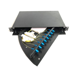 FTTH Panneau de brassage fibre optique 19 pouces 1U pour montage en rack, avec porte ventilée, Blanc Noir, 12 24 32 ports, pour cadre de distribution de centre de données - Product Image 1