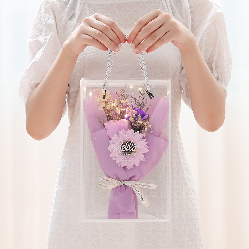 3 flower gift box [purple rose + sunflower]