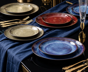 Retro Kiln Glaze Multi-color <b>Ceramic</b> <b>Plates</b>, Premium Western Tableware for Steak Pasta Bulk Wholesale Custom Gift Box Restaurant - Product Image 2