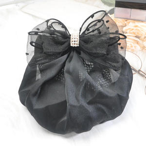 Ruban coréen fleur Tulle nœud papillon épingles à cheveux nœud <span class=keywords><strong>chignon</strong></span> filet Snood pince à cheveux accessoires de cheveux pour femmes coiffes de <span class=keywords><strong>mariage</strong></span> - Product Image 4