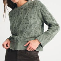 Pull en maille torsadée à col rond pour femme, couleur unie, chaud, décontracté, pour l'automne et l'hiver