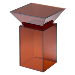 Dark Amber Colored Weird Coffee Table Furniture Attractive Unique End Table Acrylic Sofa End Side Table Brown Color