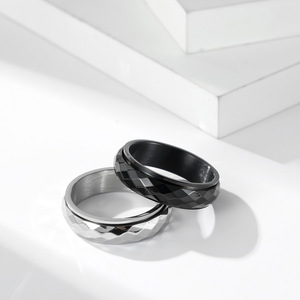 Unisex <b>titanium</b> steel diamond-shaped rotating <b>rings</b> for men and women, trendy and unique jewelry. - Product Image 2