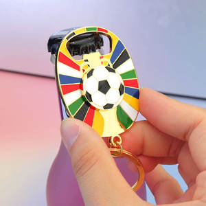 Décapsuleur de bouteille rotatif en alliage métallique en forme de ballon de football, souvenir de voyage des matchs de football européens, porte-clés - Product Image 3