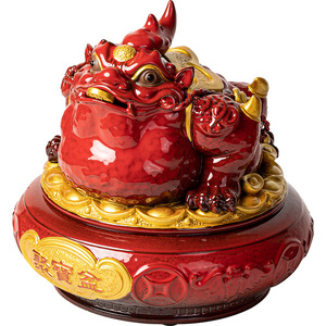 กระถางเซรามิคลายกบสามขาสีทองนำโชค ของตกแต่งบ้าน/สำนักงาน งานฝีมือ ของขวัญเปิดกิจการ - Product Image 5