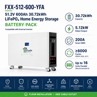 Batería de Almacenamiento de Energía Doméstica Apilable Fuxile FXX-512-600-YFA 51.2V 600Ah 30.72kWh LiFePO4 con BMS Inteligente de 200A CAN/RS485/RS232/WiFi