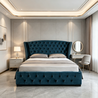 Cadre de lit rembourré avec rangement, luxe, pour lit à baldaquin, en bois massif, moderne, disponible en tailles simple, double, queen, king, et très grand lit.