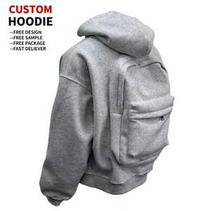 Pull-over unisexe surdimensionné en molleton de coton épais 350g, broderie 3D personnalisée avec logo OEM, design sac à dos, style streetwear, respectueux de l'environnement - Product Image 1