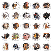 50 autocollants créatifs à thème petits animaux, style dessin animé, pour journal, bricolage, décoration artisanale, vente directe usine