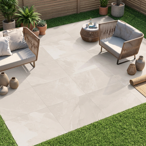 Baldosas de piedra natural brasileña blanca con aspecto de piedra natural para exteriores de 600x600 mm para aplicaciones en cocinas, villas, centros comerciales y jardines. - Product Image 2
