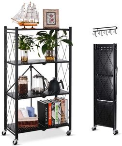 4 Layer metal mobile foldable shelves kitchen organizer folding storage shelf