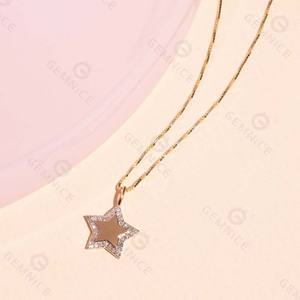 Joyería Fina <span class=keywords><strong>collares</strong></span> de plata de ley 925 collar de disco de estrella Pave de dos tonos - Product Image 3