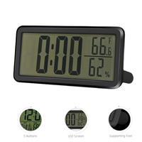 Reloj de Escritorio Digital para Interiores, Calendario, Termómetro, Higrómetro, Pantalla LCD, Medidor Electrónico de Temperatura y Humedad con Retroiluminación