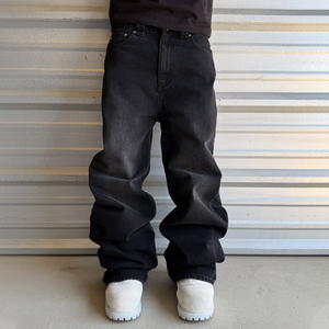 بيع بالجملة حجر مغسول Lvory جينز رجالي فضفاض شعار مخصص للرجال تلاشى غسلها السراويل عالية الخصر عارضة مخزون الجينز للرجال - Product Image 5