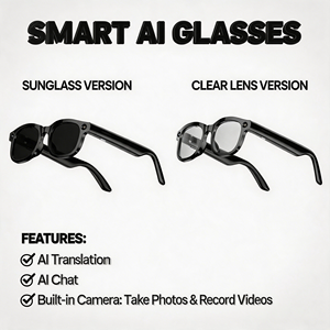 Lunettes Intelligentes IA avec Assistant Vocal, Lunettes de Soleil Intelligentes IA, Chat IA avec Caméra pour Photos et Vidéos pour Enregistrer Vos Voyages et Votre Vie Quotidienne - Product Image 1