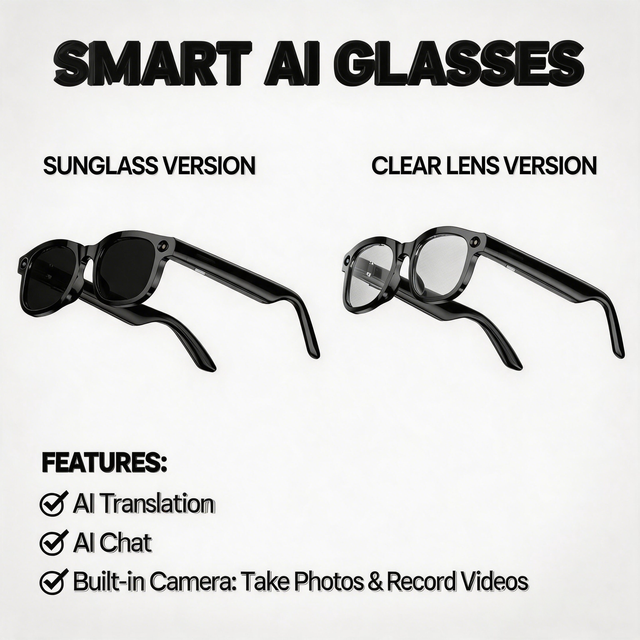 AI Voice Assistant Smart Glasses AI Smart Sunglasses AI Chat with Camera for Photos and Video to Record Travel Life