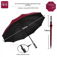 Parapluie de golf automatique double couche en fibre de verre de 30 pouces, poignée droite, 8 baleines en EVA, anti-UV, haut de gamme, idéal pour voiture, cadeau d'entreprise