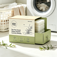Feuilles de lessive parfumées à l'arbre à thé, portables, nettoyage en profondeur, parfum frais, papier de lessive dissolvable