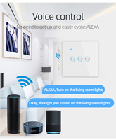 Interruptor Táctil LED WiFi Tuya para Hogar Inteligente, Panel de Vidrio Cóncavo, 1/2/3/4 Botones, Inalámbrico, para Pared