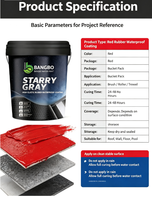 Peinture liquide en caoutchouc gris étoilé haute élasticité, imperméable, résistante aux UV pour toiture, tuiles, murs en béton, piscines, application au pinceau Bangbo