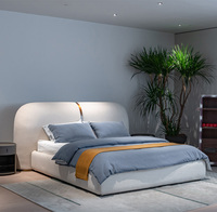EVERGO Modernes Schwebendes Wolken-Rundbett mit Metallgestell und Stoffbezug in King Size, Doppelbett oder Queen Size mit Holzrahmen