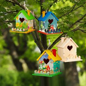 Kit de nichoir à oiseaux en bois en forme de cœur, 2 pièces, bricolage, nichoir en bois à construire, maison familiale, arts, nichoir à oiseaux - Product Image 6