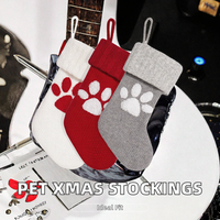 Nouvelles chaussettes de Noël mignonnes brodées avec empreintes de pattes de chien, mini chaussettes tricotées en polyester doux