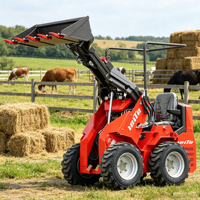 PENGIRIMAN GRATIS Konstruksi Ringkas Pertanian Murah Mini Wheel Skid Steer Loader 500kg Kapasitas Angkut dengan Kursi, Bucket, dan Pompa
